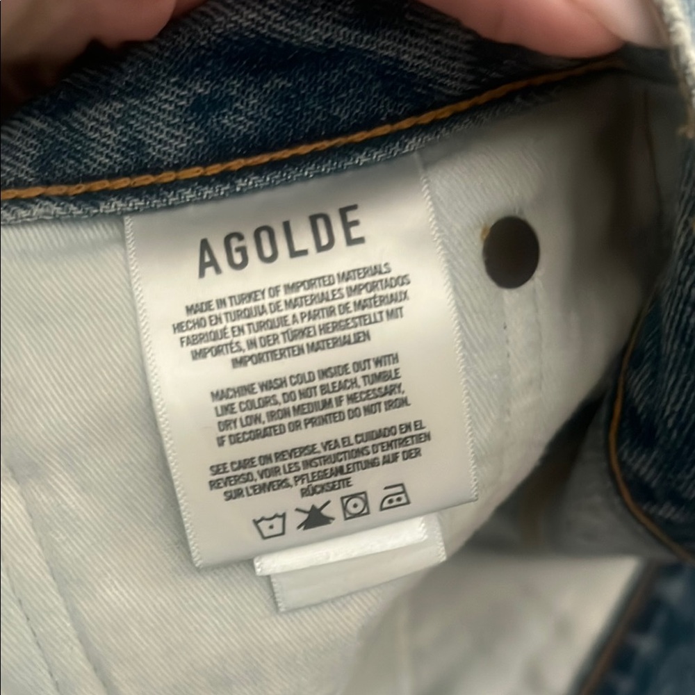 Agolde Parker Distressed Blue Jean Shorts - Picture 4 of 4